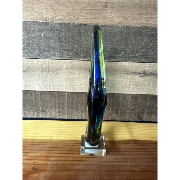 Art Glass Couple Holding Hands Blue Green 11.5”-flaws - Picture 2 of 6